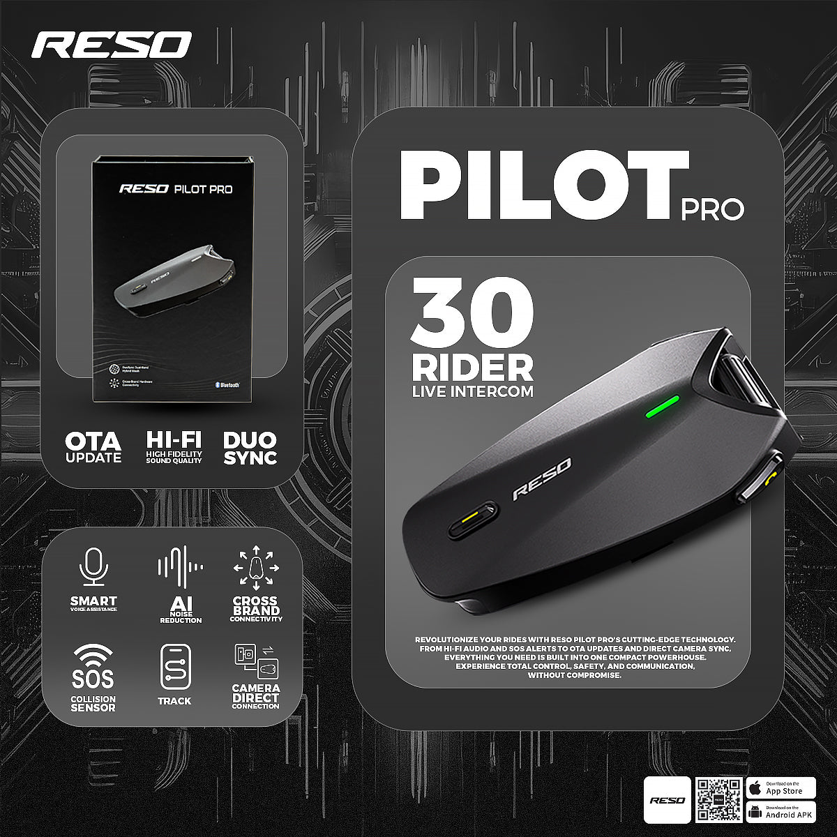 Reso Pilot Pro Hybrid Mesh 30 Rider Intercom