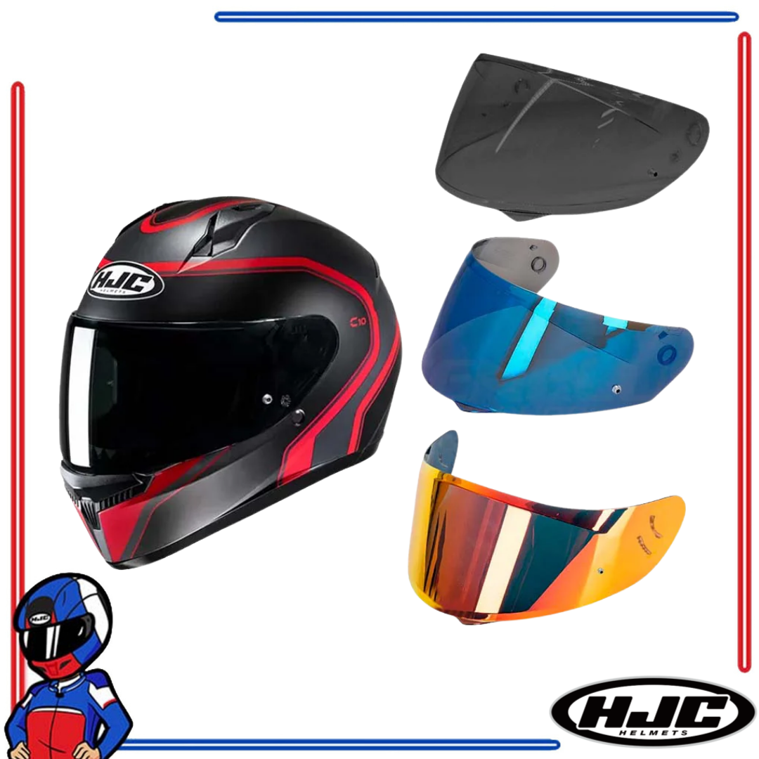 HJC Helmets Face Shield Lens for C10; C71 Dark Smoke; Iridium Gold; Silver; Blue; Fire Red