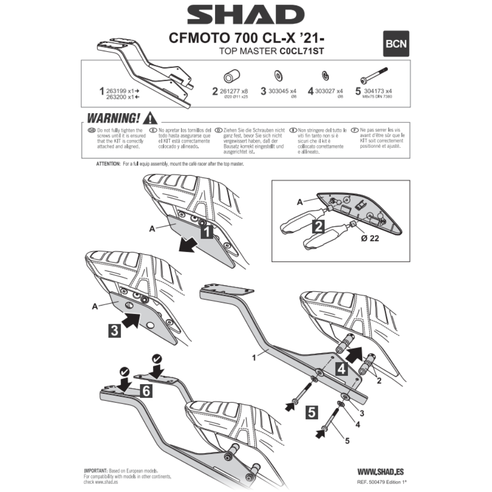 SHAD Top Box Bracket CF MOTO 700CL-X HERITAGE 2021-2026