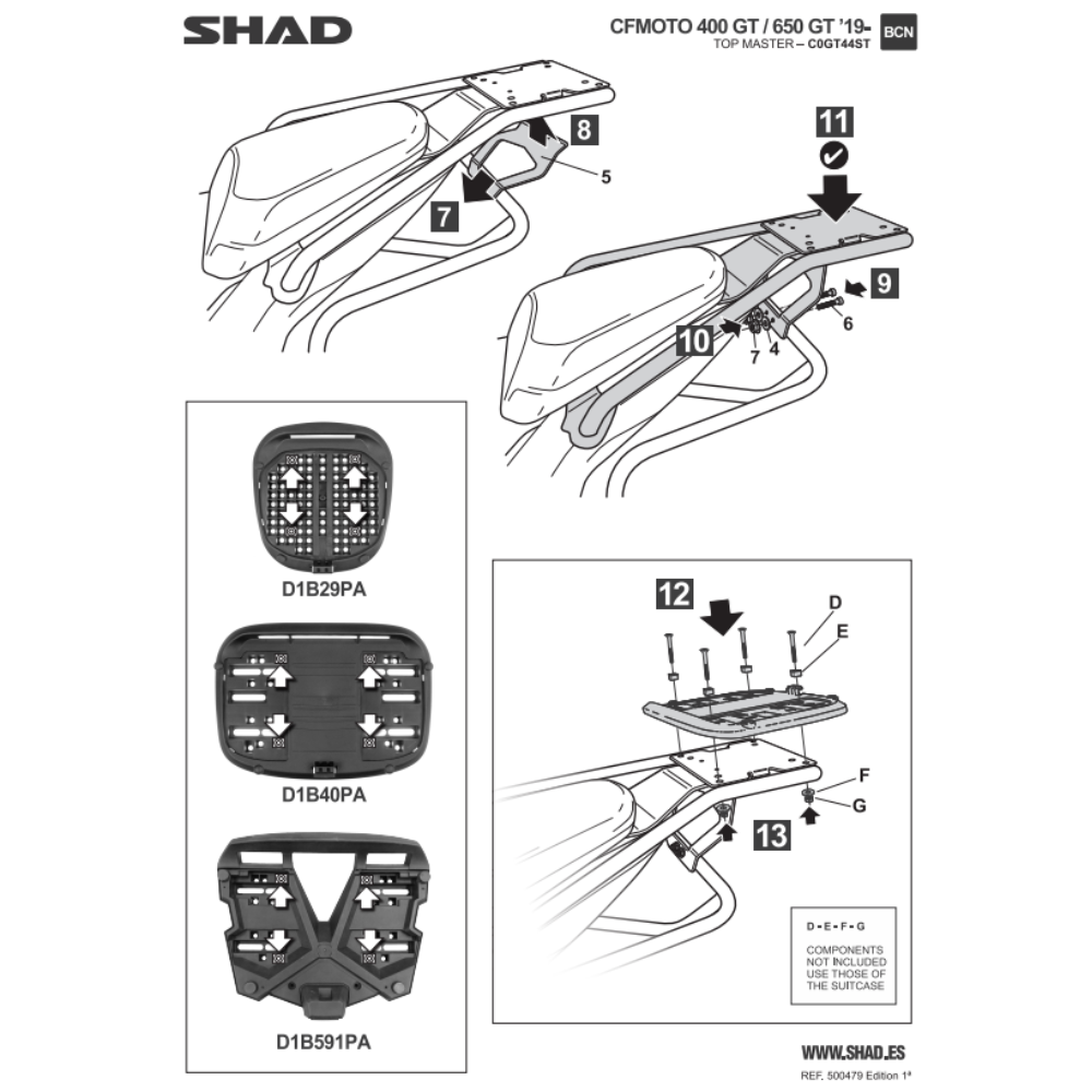 SHAD Top Box Bracket CF MOTO 400GT; 650GT 2019-2024