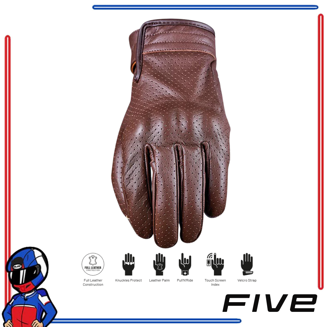 FIVE Gloves Mustang Evo Leather Gloves Black; Brown