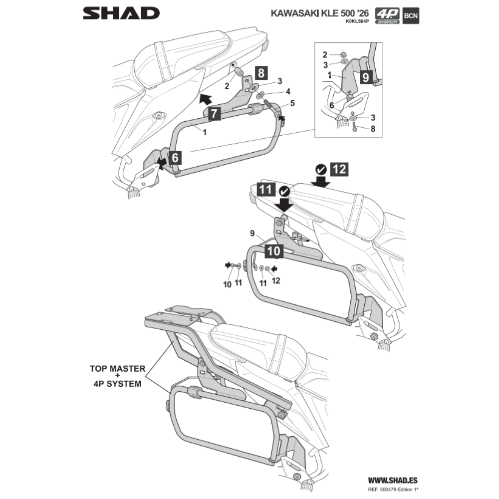 SHAD 4P System Side Bracket Kawasaki KLE 500 2026