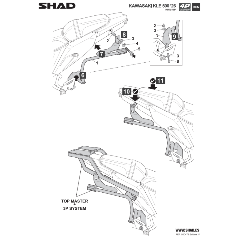 SHAD 3P System Side Bracket Kawasaki KLE 500 2026