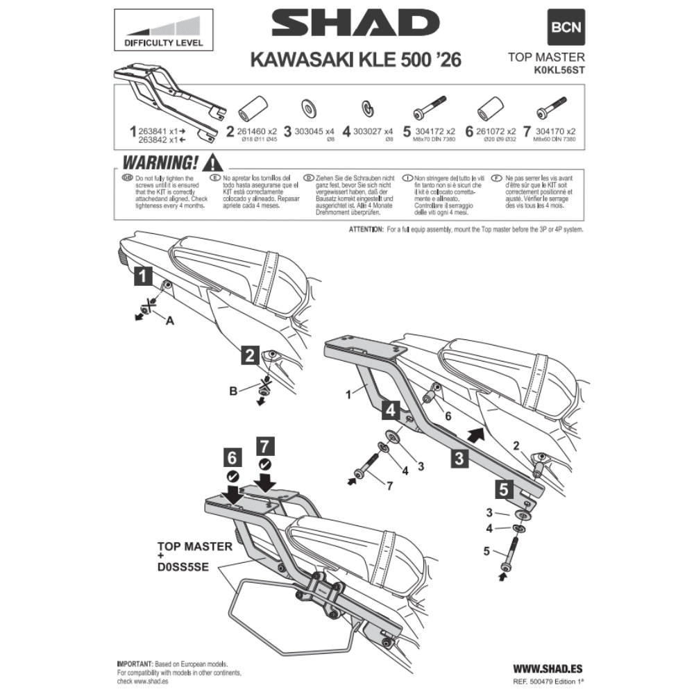 SHAD Top Box Bracket Kawasaki KLE 500 2026