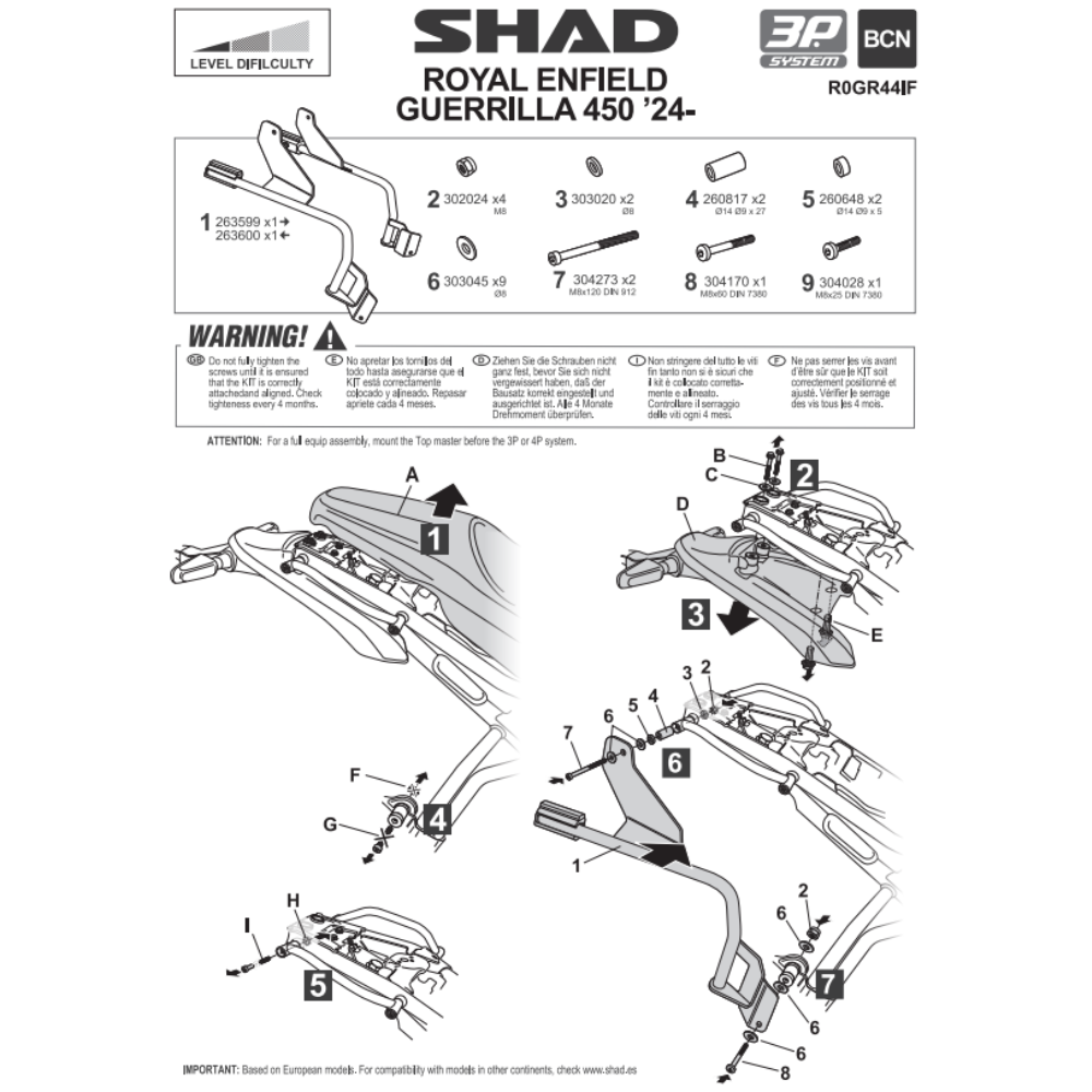 SHAD 3P System Side Bracket Royal Enfield GUERRILLA 450 2024-2026