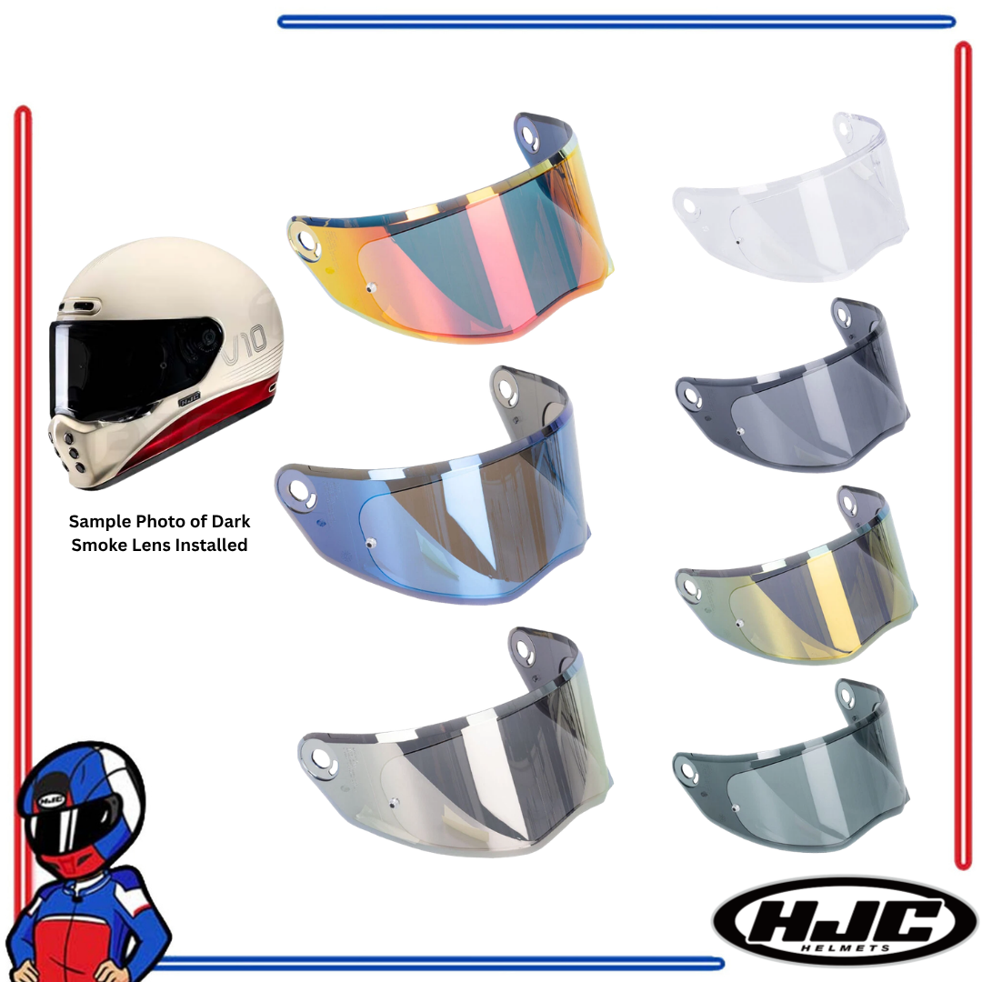 HJC Helmets Face Shield Lens for V10 Clear; Smoke; Dark Smoke; Iridium