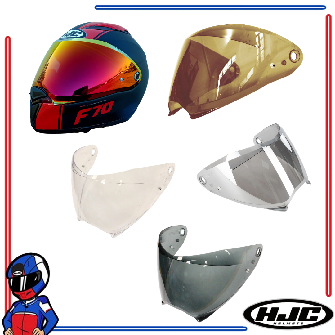 HJC Helmets Face Shield Lens for F70 Dark Smoke; Smoke; Iridum Gold; Silver; Blue; Fire Red