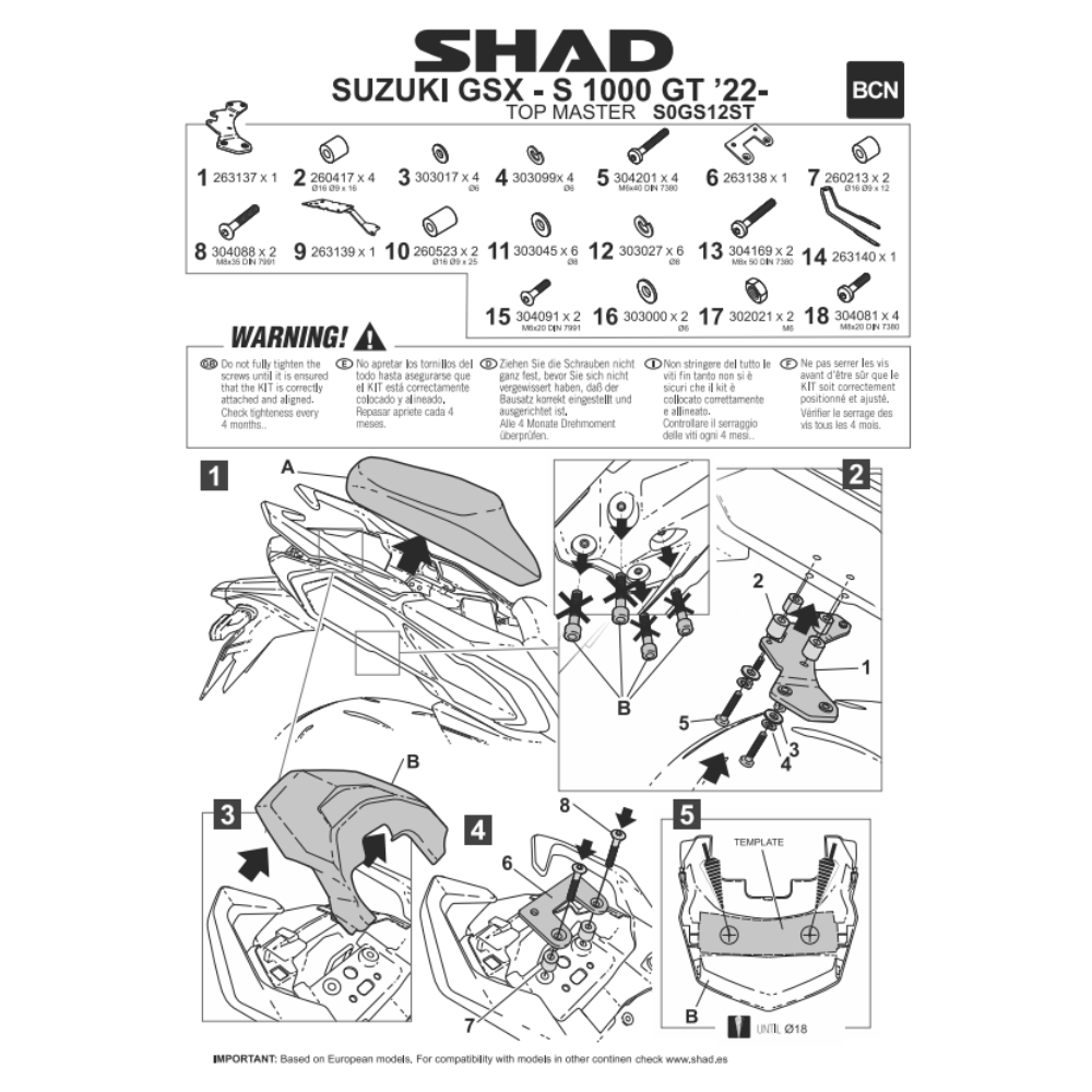 SHAD Top Box Bracket SUZUKI GSX-S1000 GT 2022-2026