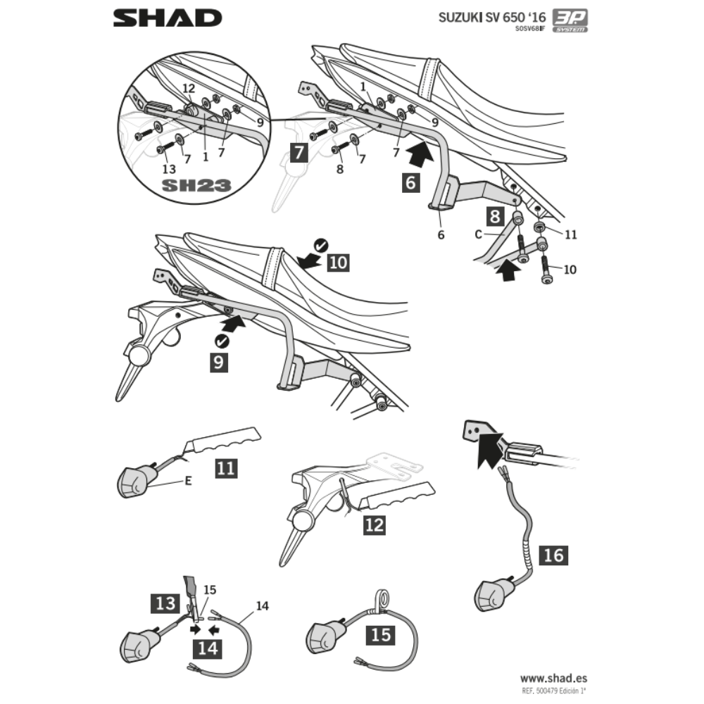 SHAD 3P System Side Bracket Suzuki SV650; SV650 X 2018-2026