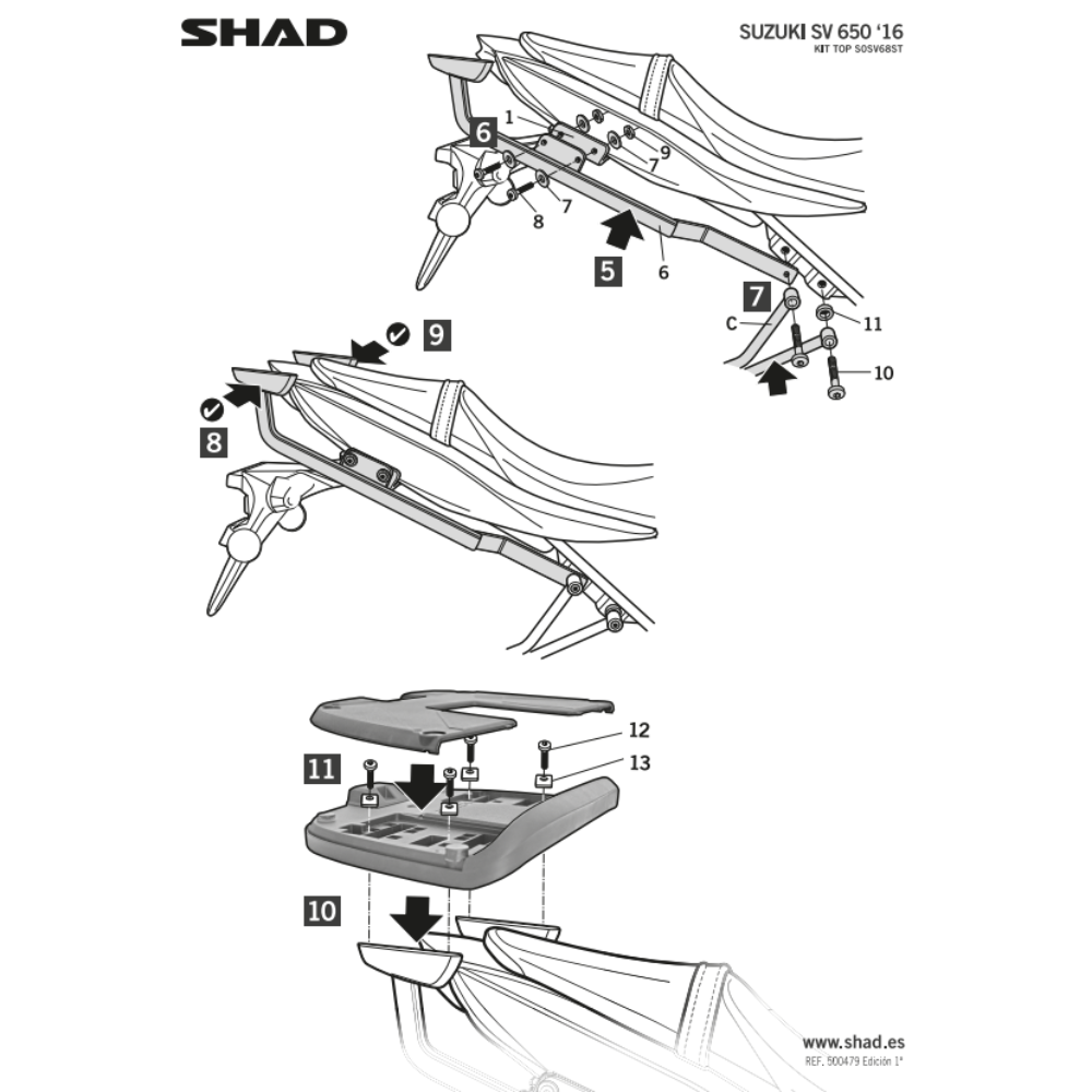 SHAD Top Box Bracket Suzuki SV650; SV650 X 2018-2026