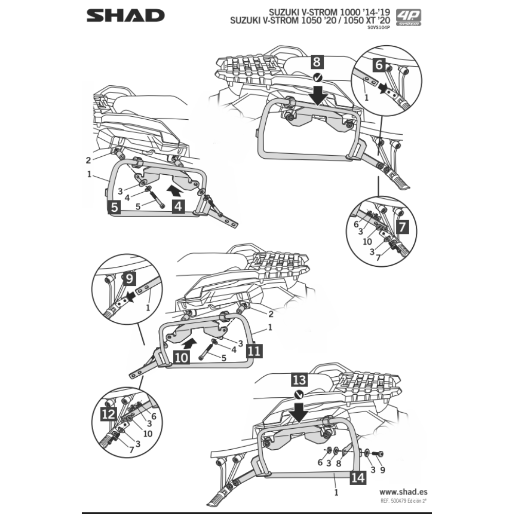 SHAD 4P System Side Bracket Suzuki V-STROM 1050/XT/TECH/DE/SE 2020-2026