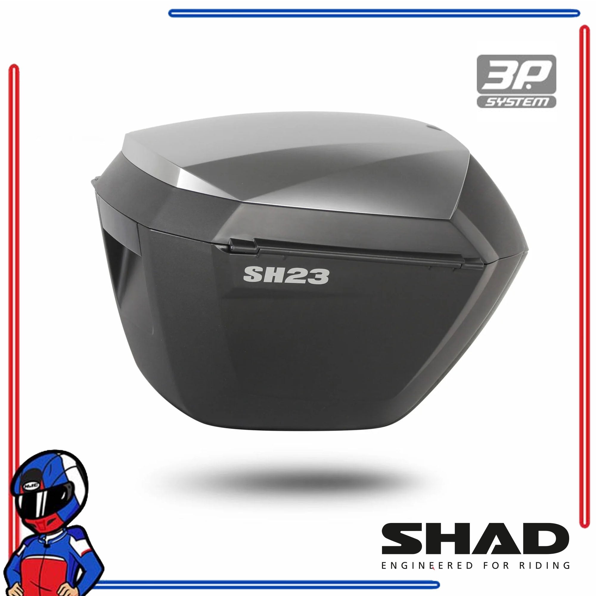 SHAD Motorcycle Box Side Case SH23 Black; Aluminum