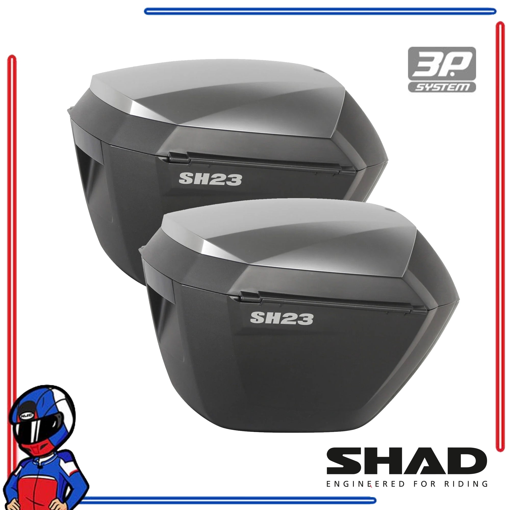 SHAD Motorcycle Box Side Case SH23 Black; Aluminum