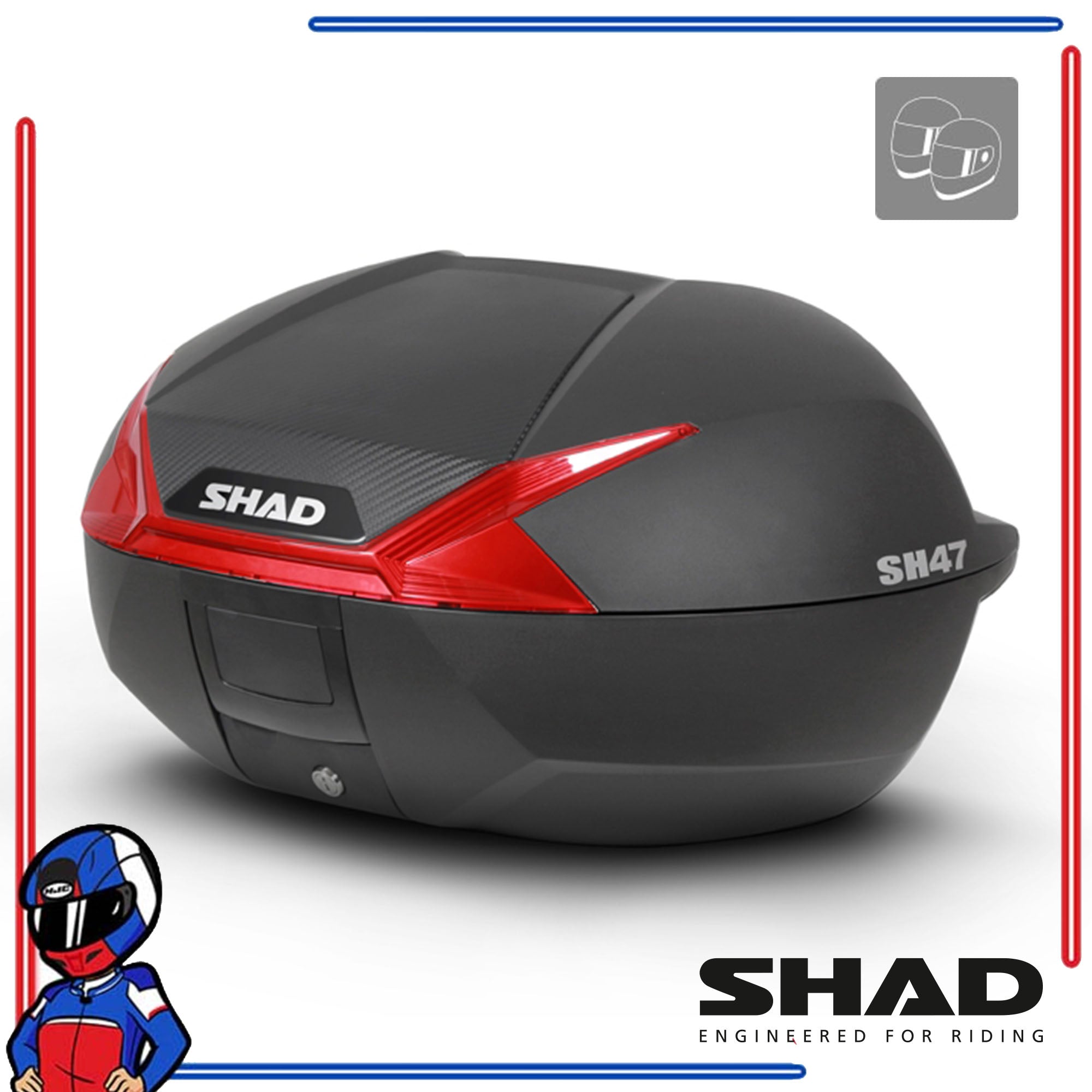 Shad Motorcycle Box SH47 Black Red