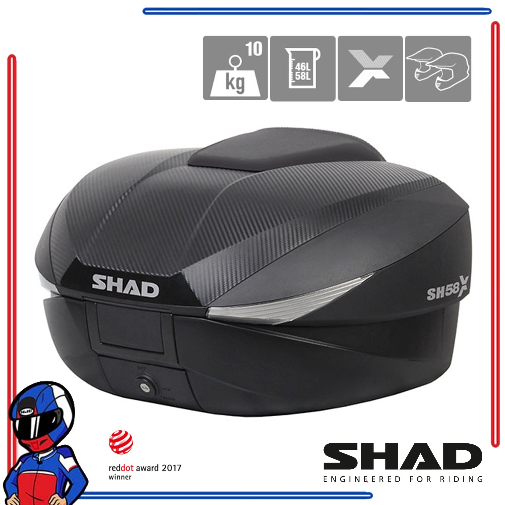 SHAD Motorcycle Box SH58X Black Carbon