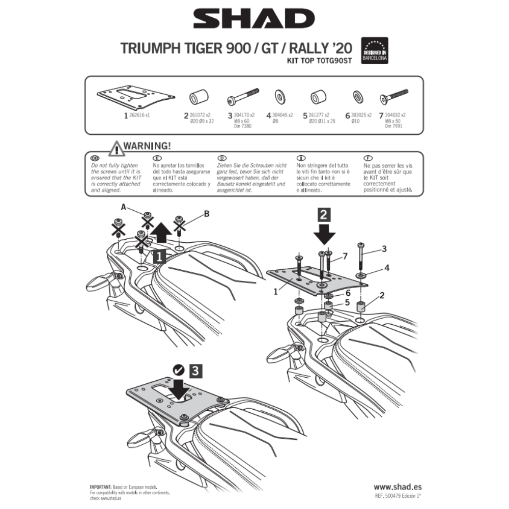 SHAD Top Box Fitting Kit Triumph Tiger 850/900/1200GT 2020-2025