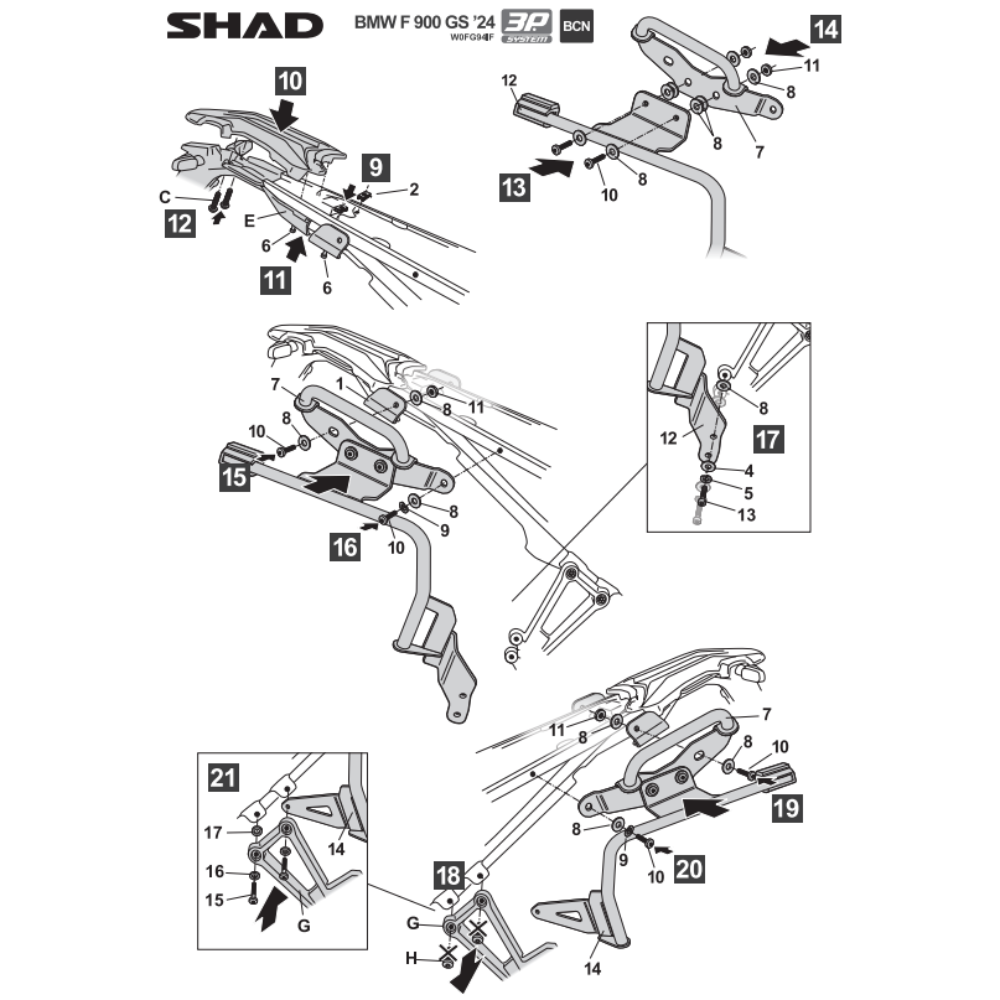 SHAD 3P System Side Bracket BMW F900GS 2024-2025