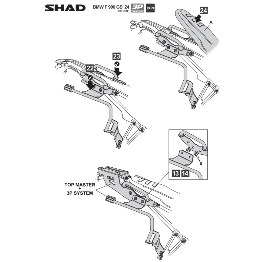 SHAD 3P System Side Bracket BMW F900GS 2024-2025