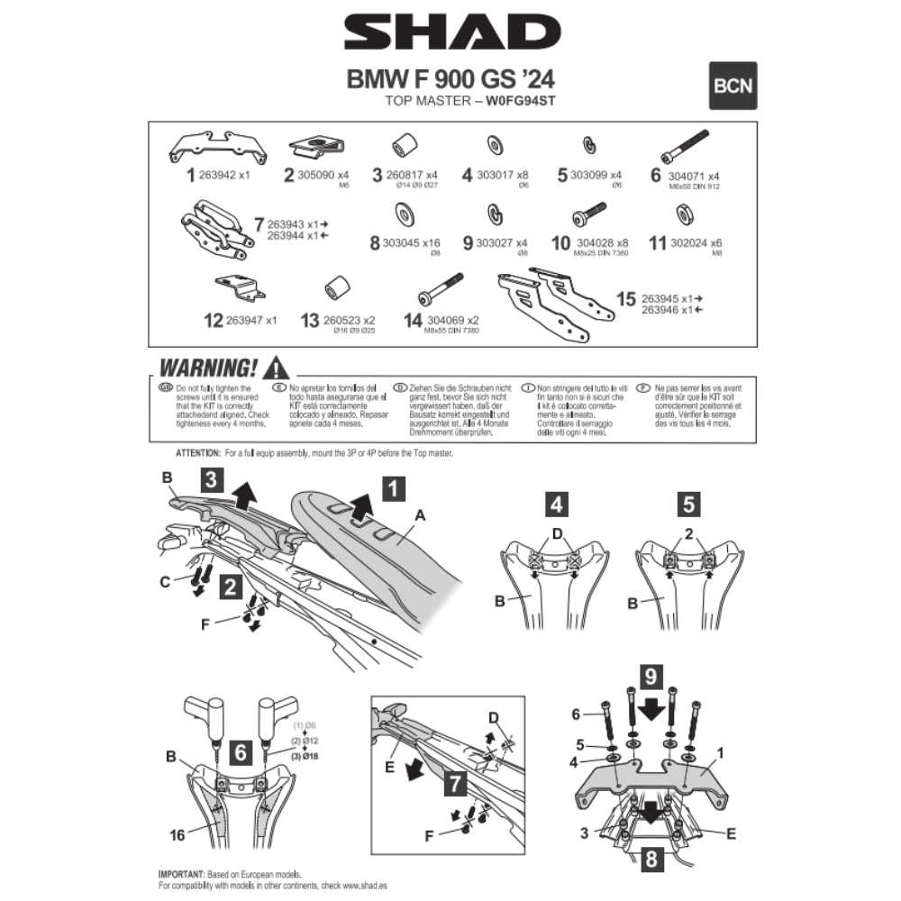 SHAD Top Box Bracket BMW F900GS 2024-2025
