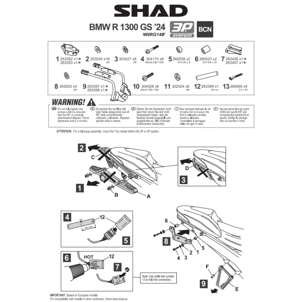 SHAD 3P System Side Bracket BMW R1300GS 2023-2025