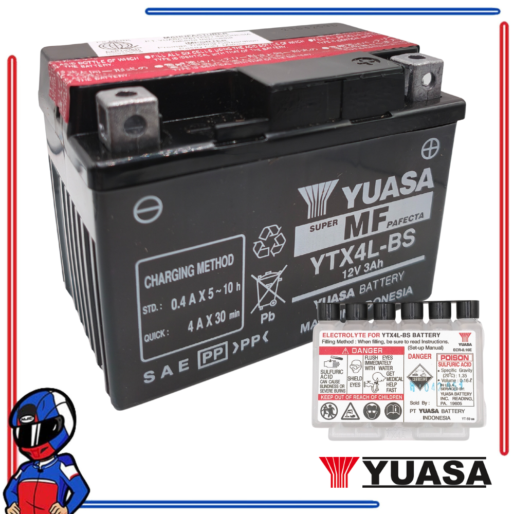 Yuasa Motorcycle Battery YTX4L-BS for Mio i 125, Smash 110, Smash 115 and Yamaha Vega Force I (Copy)