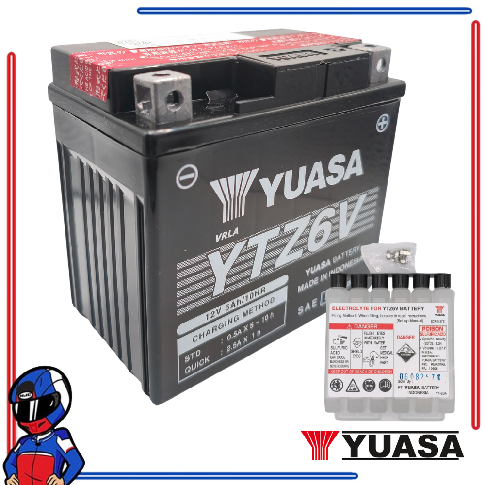 YUASA Motorcycle Battery YTZ6V for Honda Click 125/150, Nmax V2, Raider 150; PCX; ADV