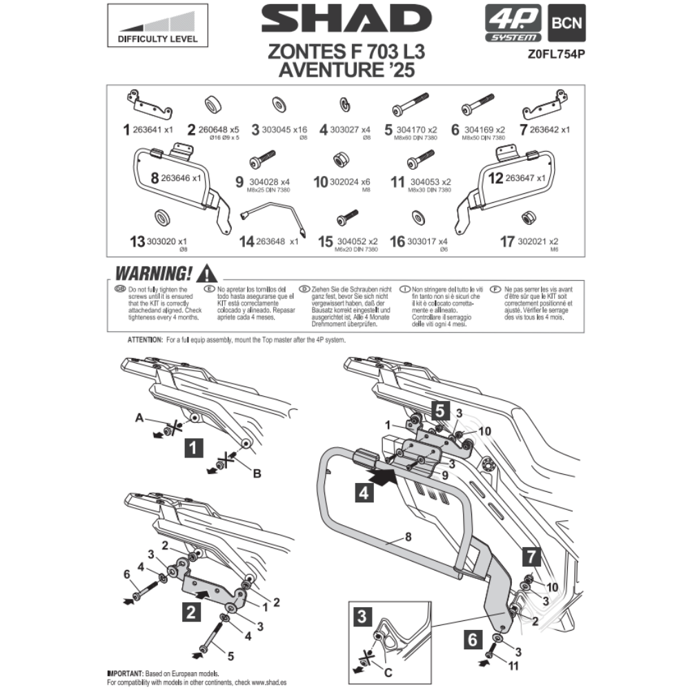 SHAD 4P System Side Bracket Zontes F703 2025