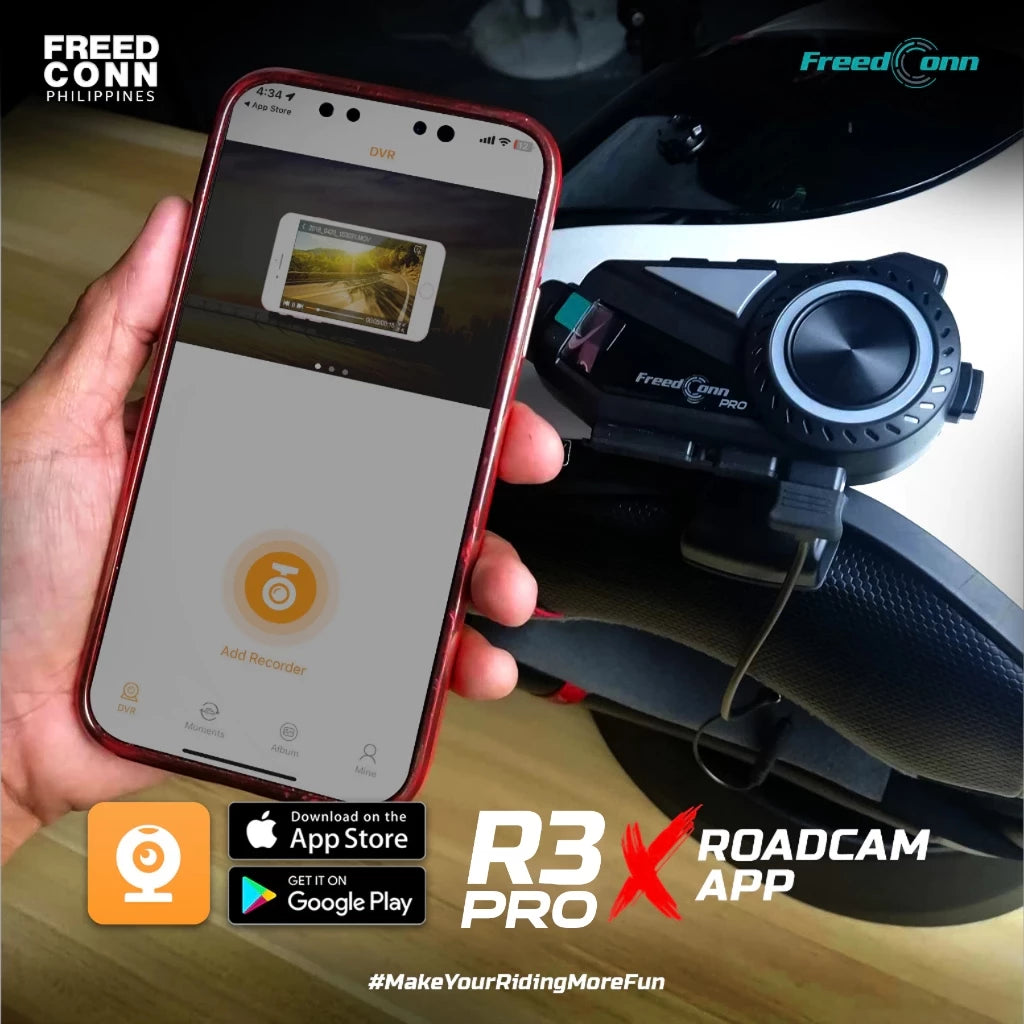 Freedconn R3 PRO Motorcycle Helmet Bluetooth Intercom with Camera Recording and Music Sharing