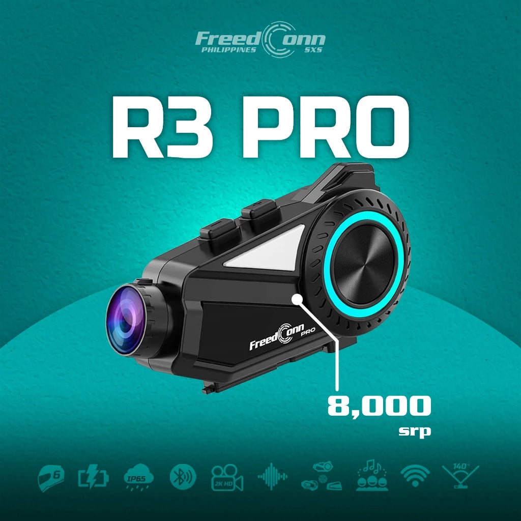 Freedconn R3 PRO Motorcycle Helmet Bluetooth Intercom with Camera Recording and Music Sharing