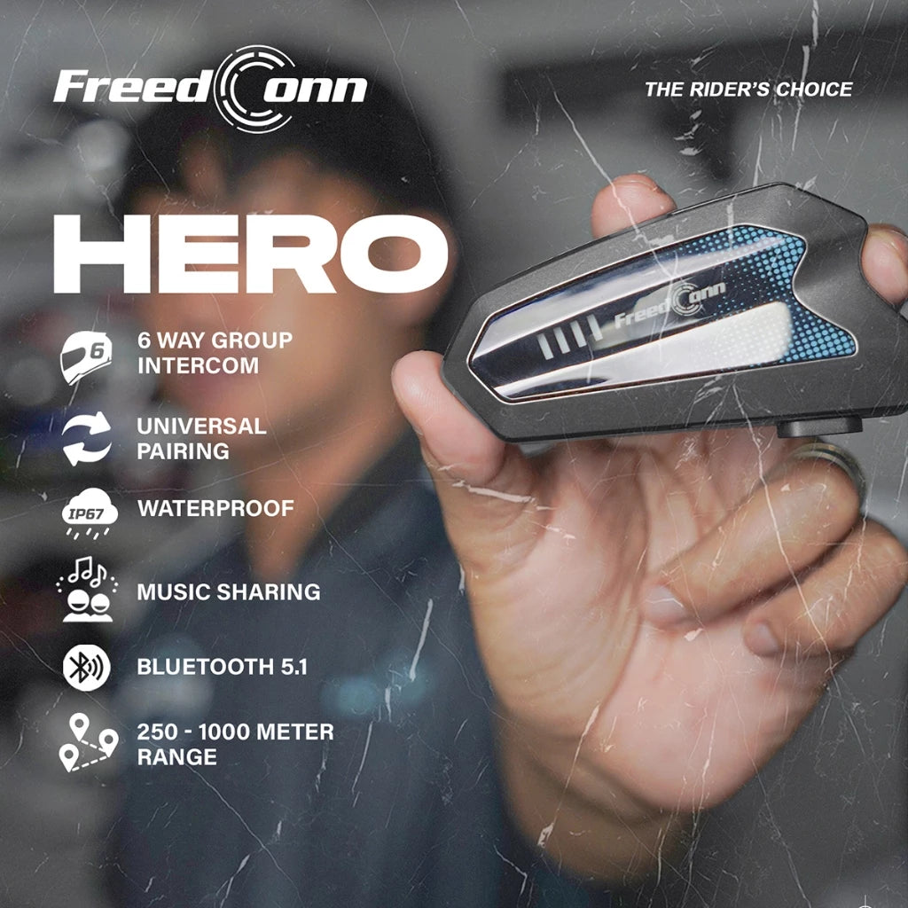 FreedConn Hero Motorcycle Helmet Intercom Bluetooth Headset Talking System