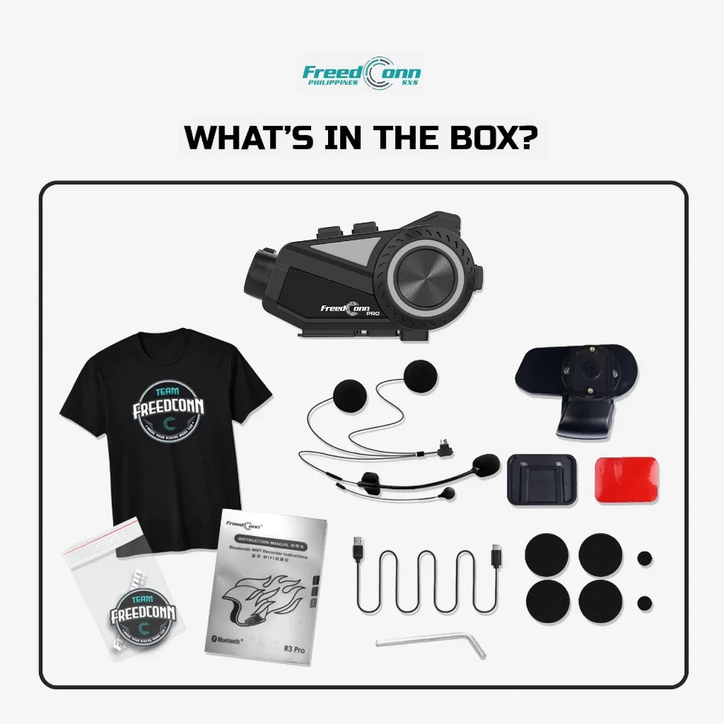 Freedconn R3 PRO Motorcycle Helmet Bluetooth Intercom with Camera Recording and Music Sharing