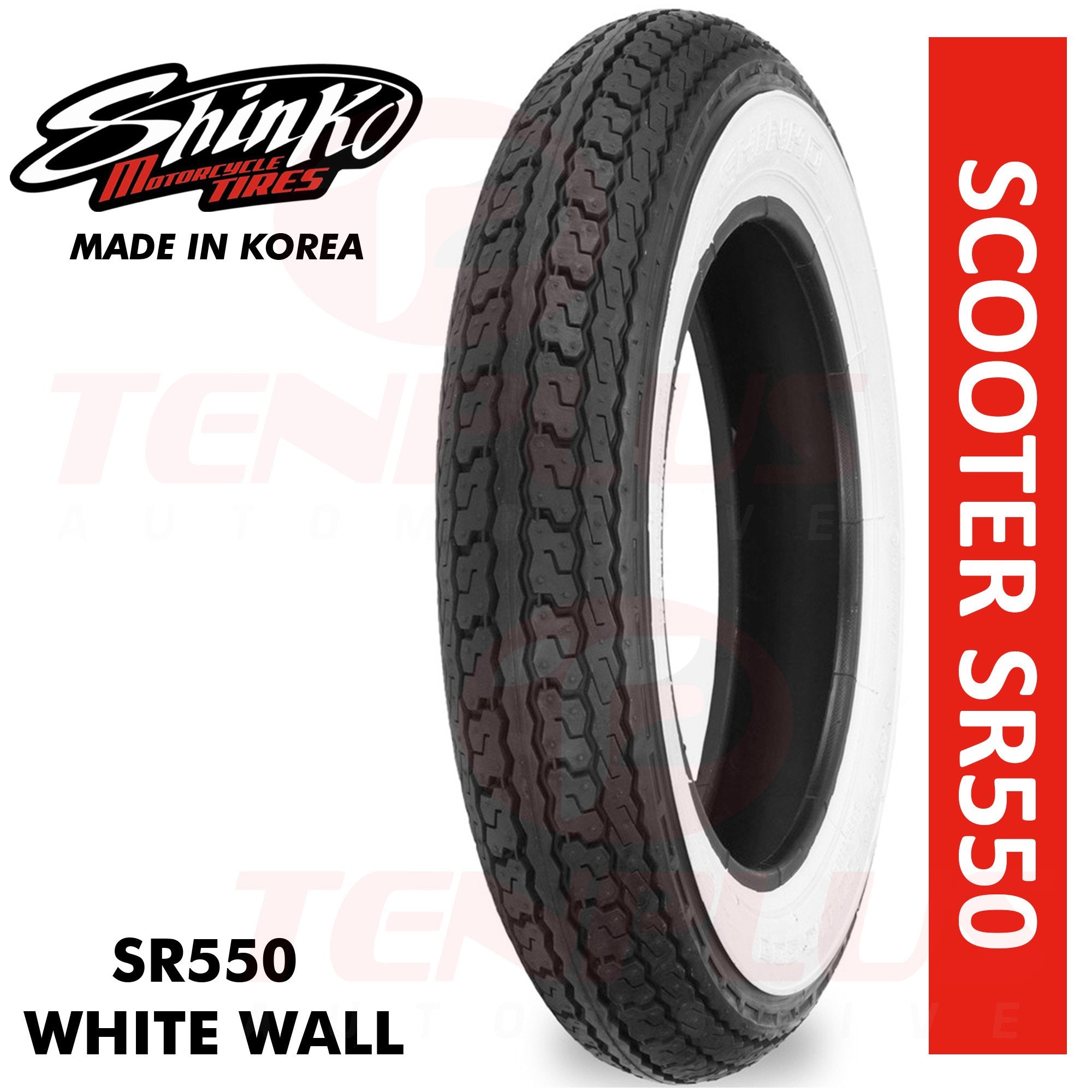 Shinko Motorcycle Tires Scooter SR550 3.50-10 WHITE WALL B TT/TL