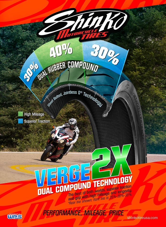 Shinko Motorcycle Tires Radial Verge 2x Dual Compound Size 17