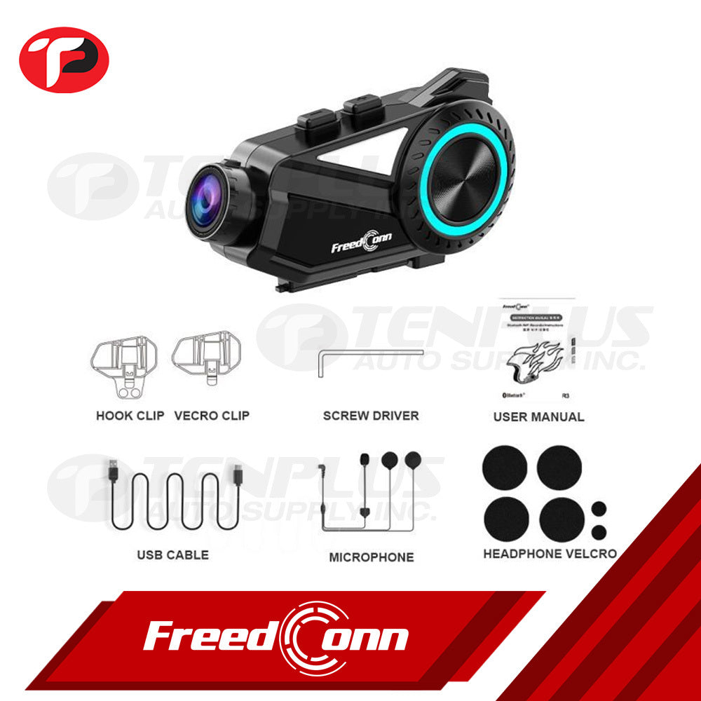 FreedConn R3 Bluetooth 5.0 Motorcycle Group Intercom HD 2K Video FM 6 Riders