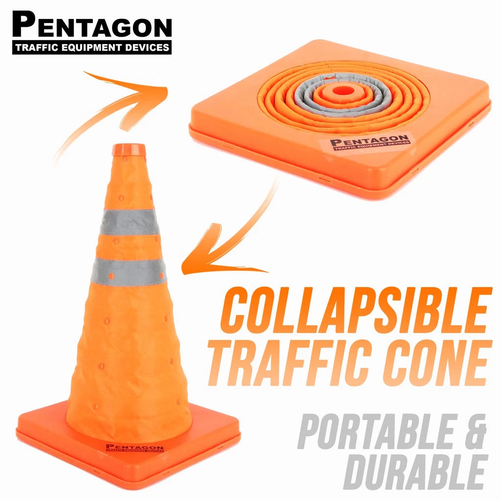 Pentagon Foldable Traffic Cone Collapsible Foldable with Reflective Strip