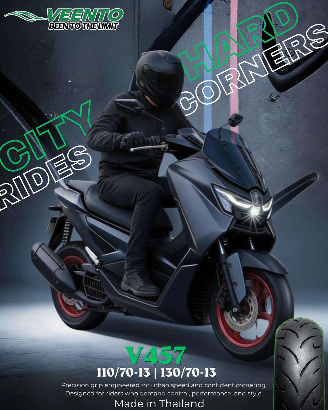 VEENTO Motorcycle Tires V457 110/70-13; 130/70-13 Tubeless