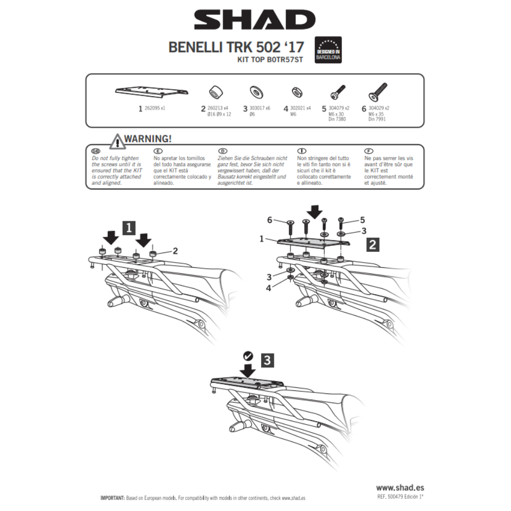 SHAD Top Box Fitting Kit Benelli TRK 125; 251 2019-2023