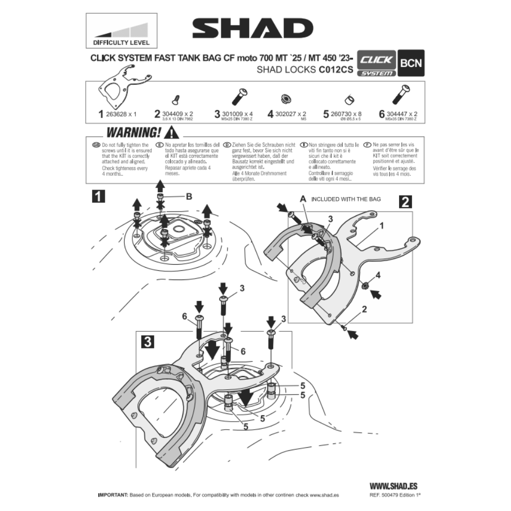 SHAD Click System Fitting Kit CF MOTO 450MT; 700MT