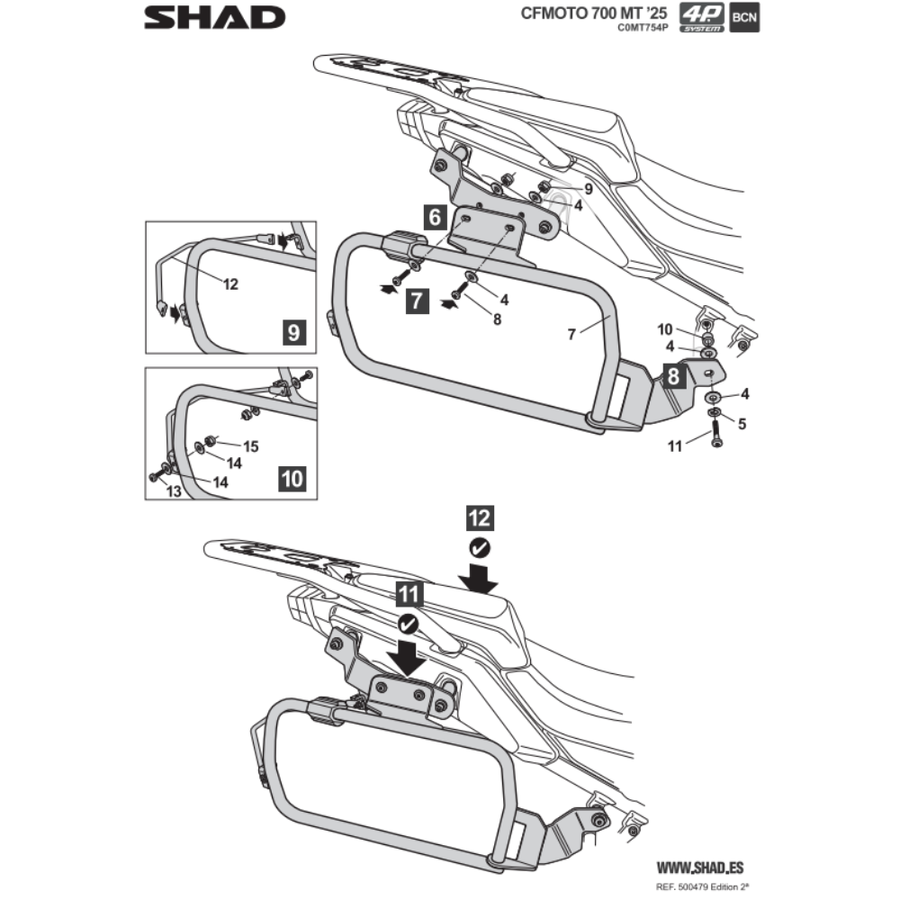 SHAD 4P System Side Bracket CF MOTO 700 MT; ADV 2025-2026