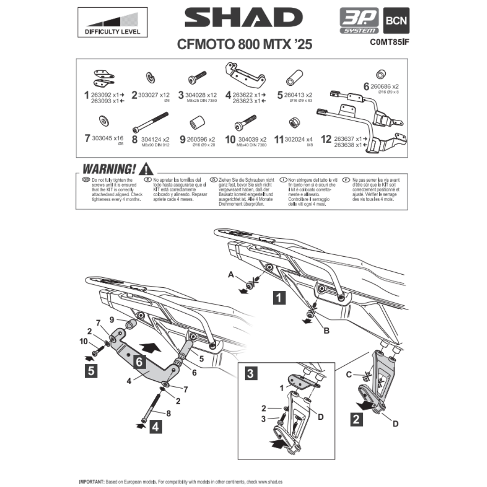 SHAD 3P System Side Bracket CF MOTO 800 MTX 2025-2026