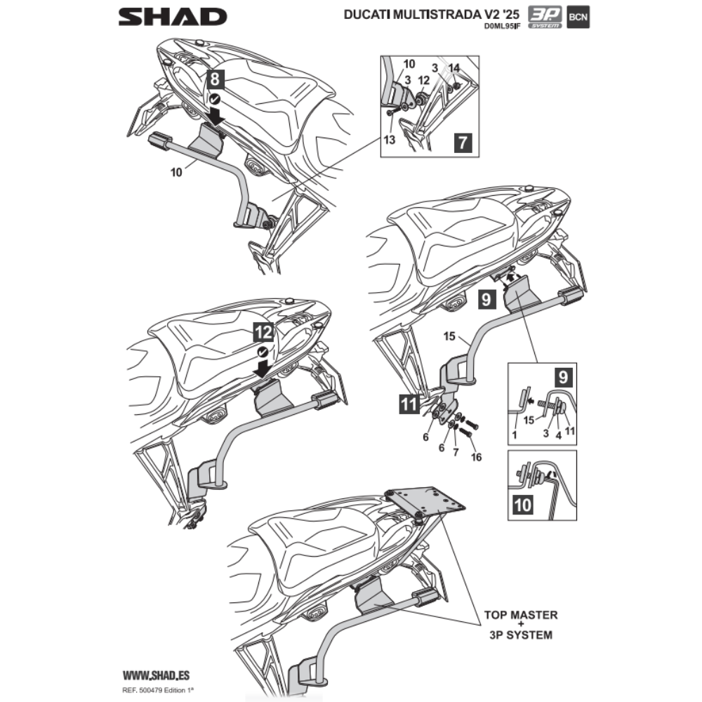 SHAD 3P System Side Bracket Ducati Multistrada V2 2025-2026