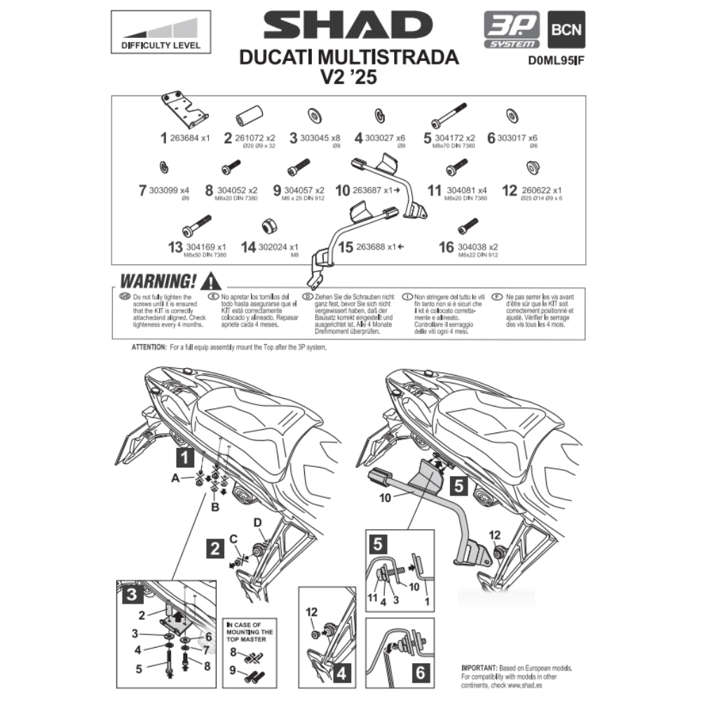SHAD 3P System Side Bracket Ducati Multistrada V2 2025-2026