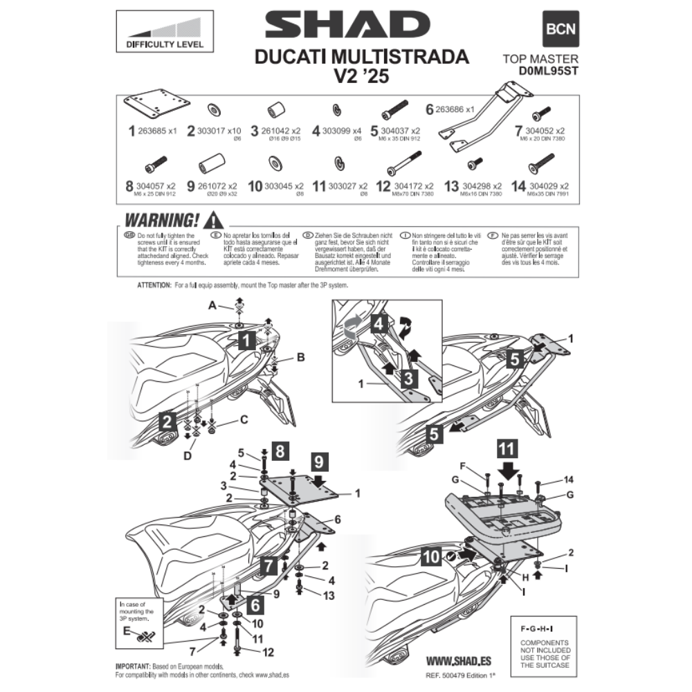 SHAD Top Box Bracket Ducati Multistrada V2 2025-2026
