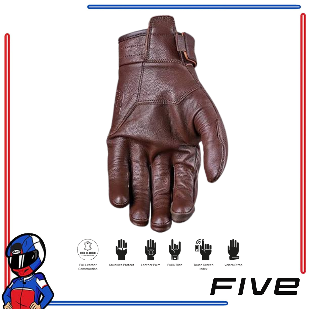 FIVE Gloves Mustang Evo Leather Gloves Black; Brown