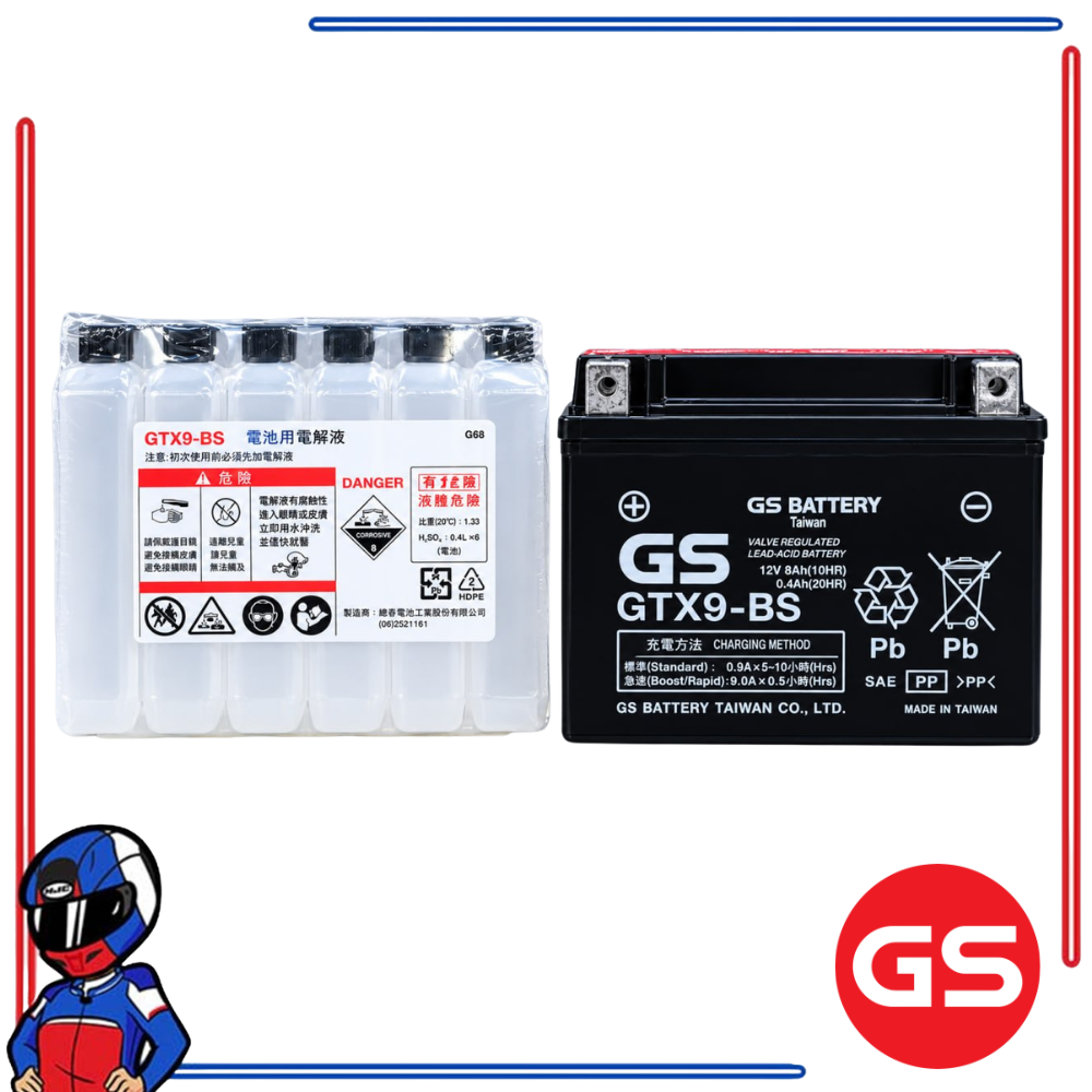 GS Battery GTX9-BS CP Honda CB500 Rebel 500 Yamaha MT-07 Suzuki SV650 Kawasaki Ninja 650