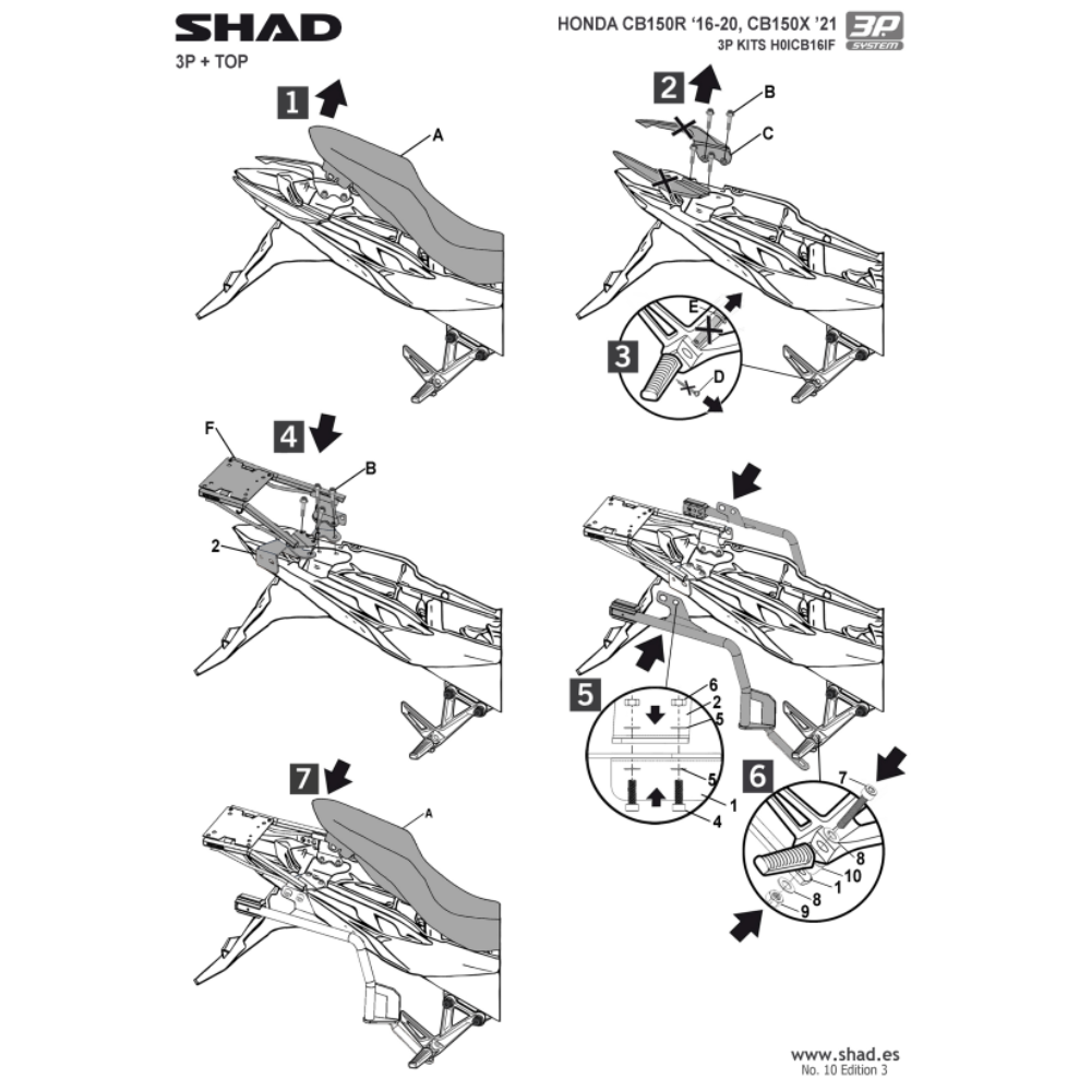 SHAD Side Bracket 3P System Honda CB150X; CB150R 2021-2025