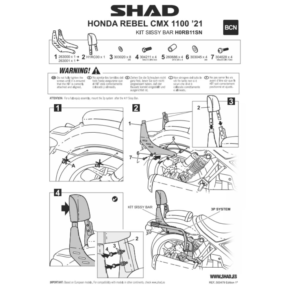 SHAD Sissybar for Honda CMX 1100 Rebel 2021-2025