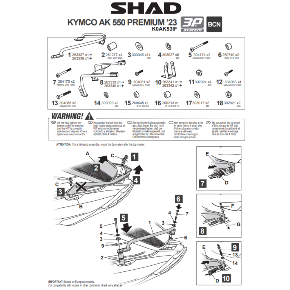 SHAD 3P System Side Bracket Kymco AK550 Premium 2023-2025
