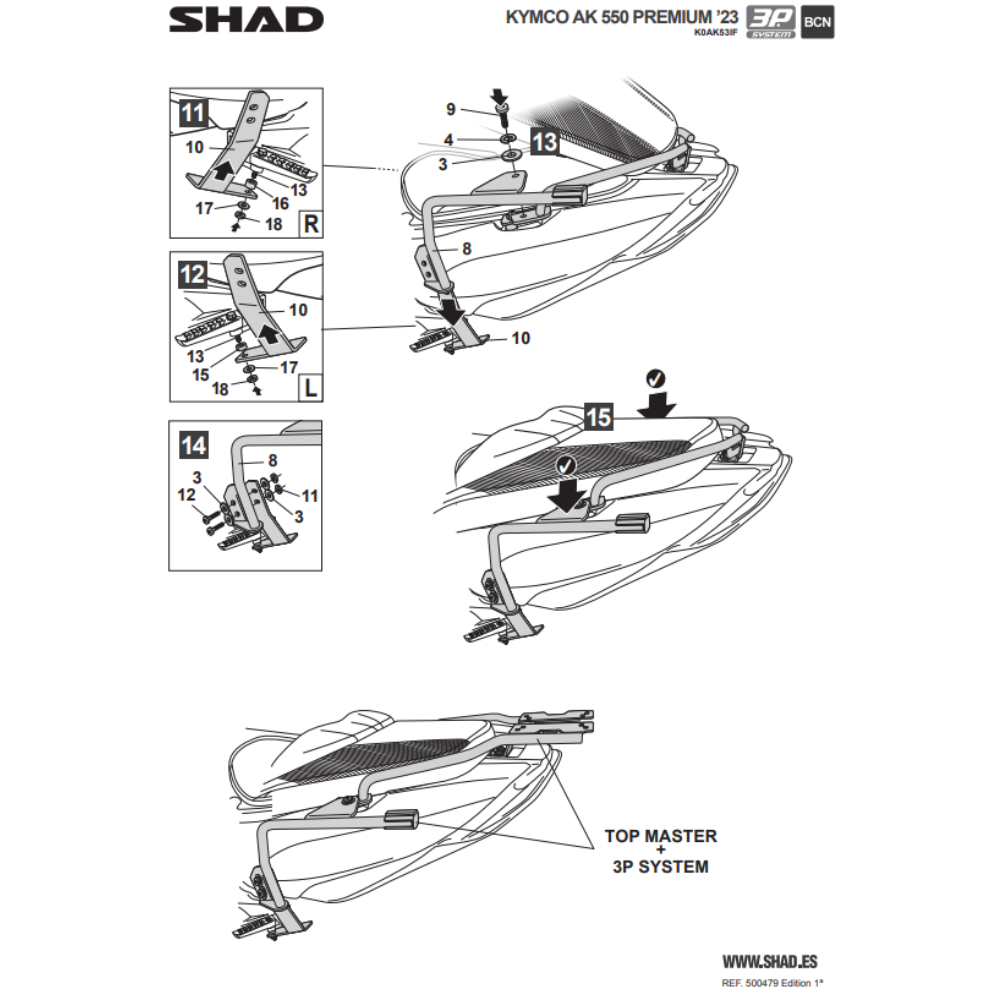 SHAD 3P System Side Bracket Kymco AK550 Premium 2023-2025