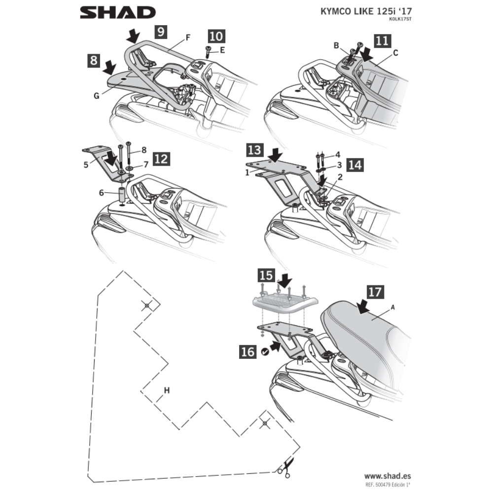 SHAD Top Box Bracket Kymco Like 125 2017-2024